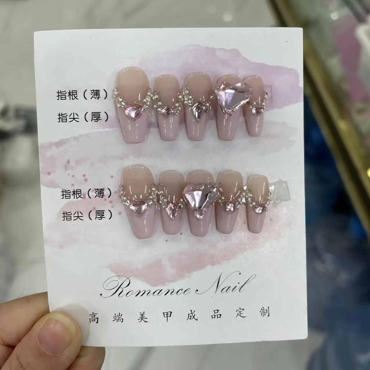 Color: WHITE - 10 pcs Luxury Handmade Press on Nails Middle Ballet Rozen Maiden Design False Nails with 4-PIECE Tool Adhesive Nail Glue Tabs