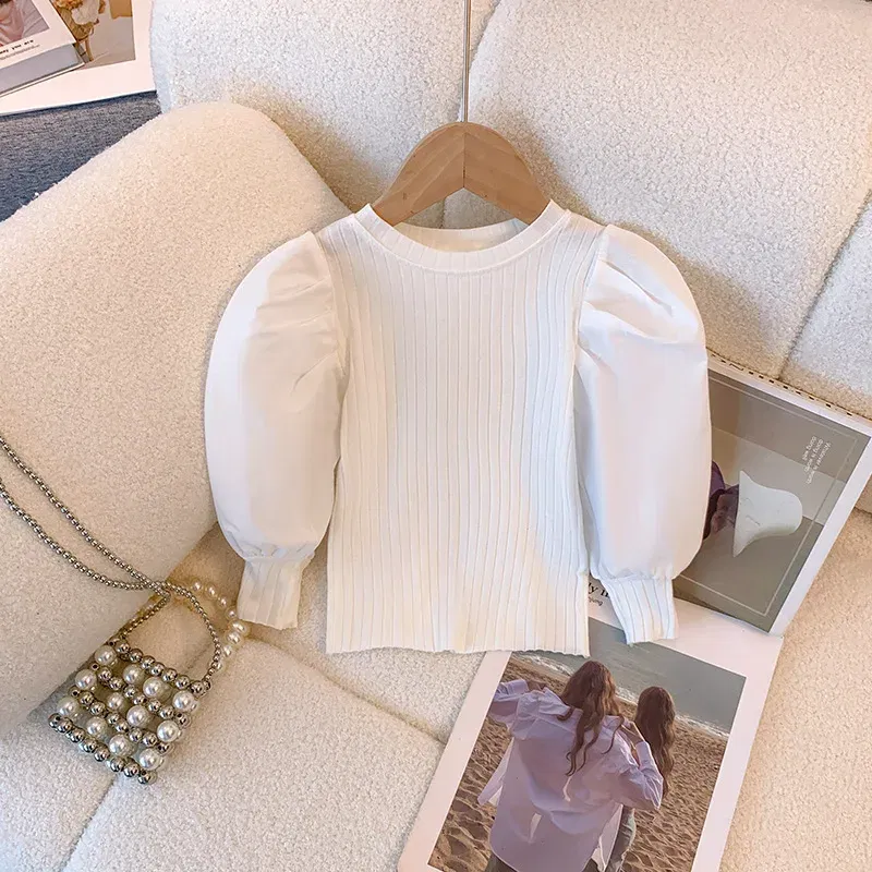 Color: WHITE, Kid Size: 3T - Girls White Long Sleeve T-shirt  Shirt Princess Shirt for Tddler Girl Sweet Pullover Casual Shirt Children Tops Pullover