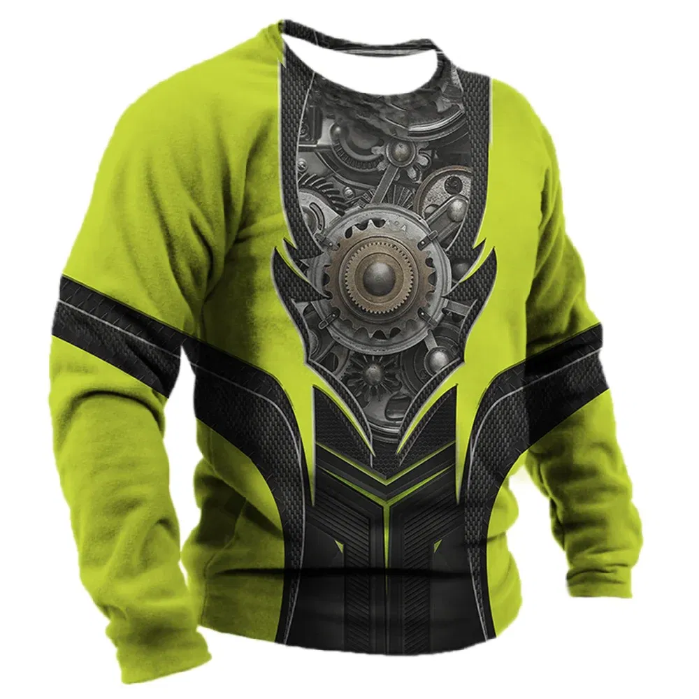 Color: Yellow, Size: 4XL - Men's T -shirt Retro T -shirt Summer clothing personalized name Mechanic mechanic 3D printing 5xl sports shirt long -sleeved