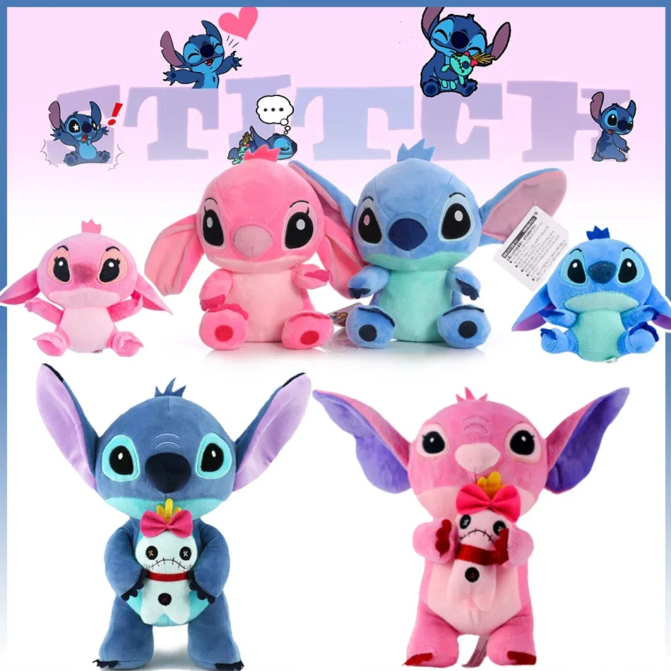 Color: Black - 12cm 20cm 25cm Stitch Stuffed Plush Models Cartoon Stuffed Plush Dolls Anime Plush Baby Toys Kawaii Kids Birthday Gift