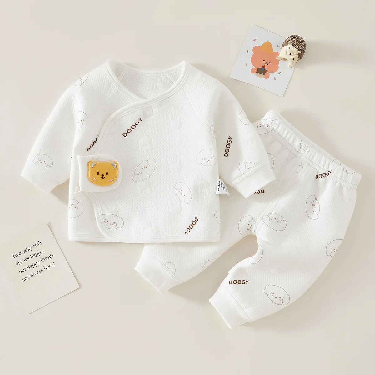 Color: NAVY, Kid Size: newborn - Autumn Winter Thermal Underwear Suit Baby Clothing Sets Boys Girls Pajama Sets Baby Warm Sleepwear Cartoon bear Kids Clothes