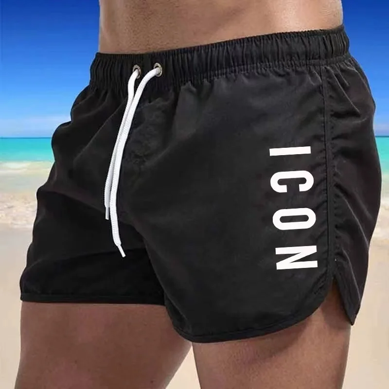 Color: Red, Size: XXL - ICON Summer men's luxury beach pants clothing quick dry gym jogging sexy shorts vacation casual swimming trunks