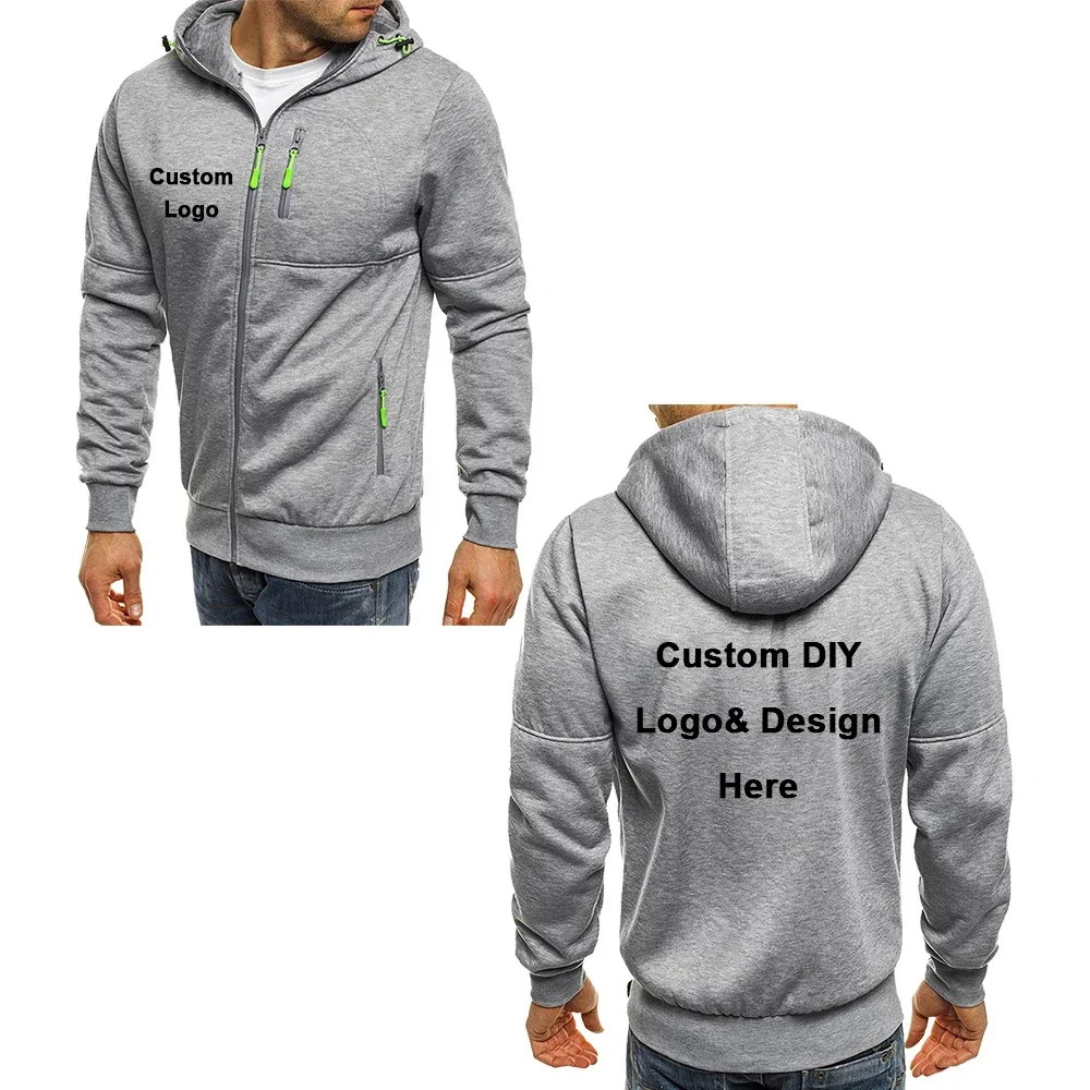 Color: green, Size: 4XL - Men's Hooded Jacket with Pocket Zipper, Customized Image Text with Personalized Logo, Casual Sports Streetwear, Men's Wool Sweat
