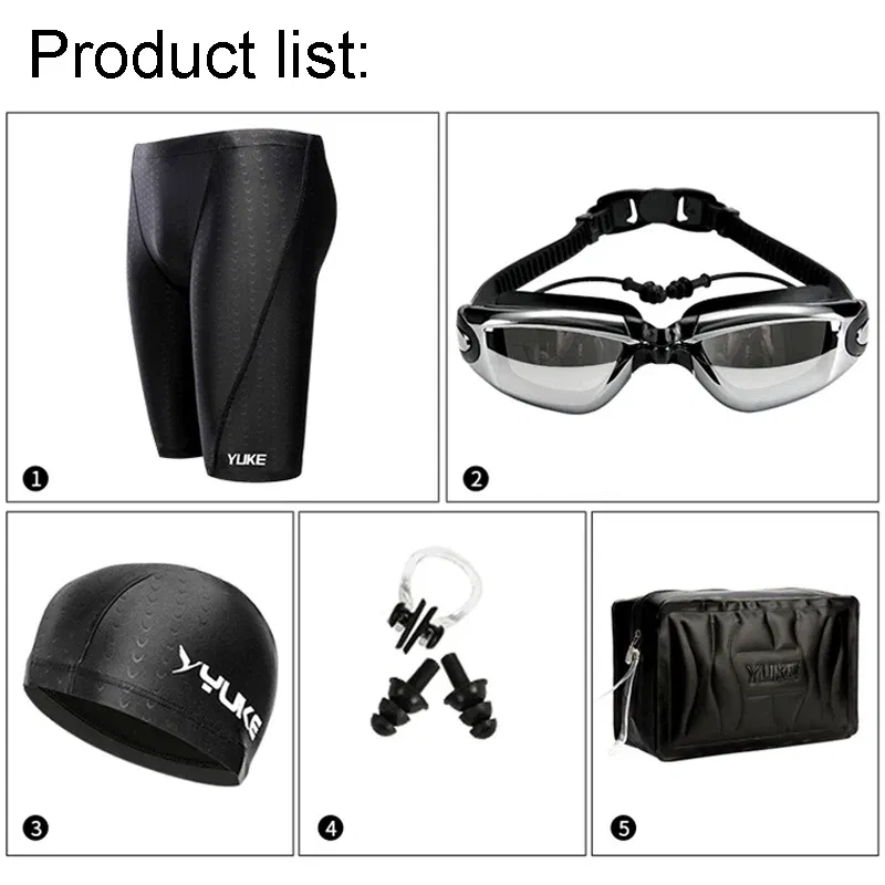 Color: Lavender, Size: XXL - Men Swimming Shorts Waterproof Competition Swim Equipment Goggles with Ear-plug Cap Case Trunks Briefs Swimwear Half Pants 2022
