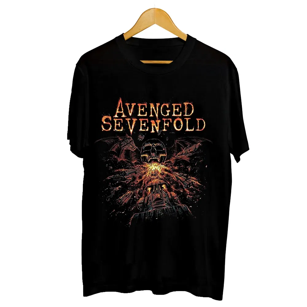Color: Brown, Size: XL - Men Clothes Round Neck T-shirt  Heavy Metal Band Rock Cotton Breathable Print Womens Plus Size Tees