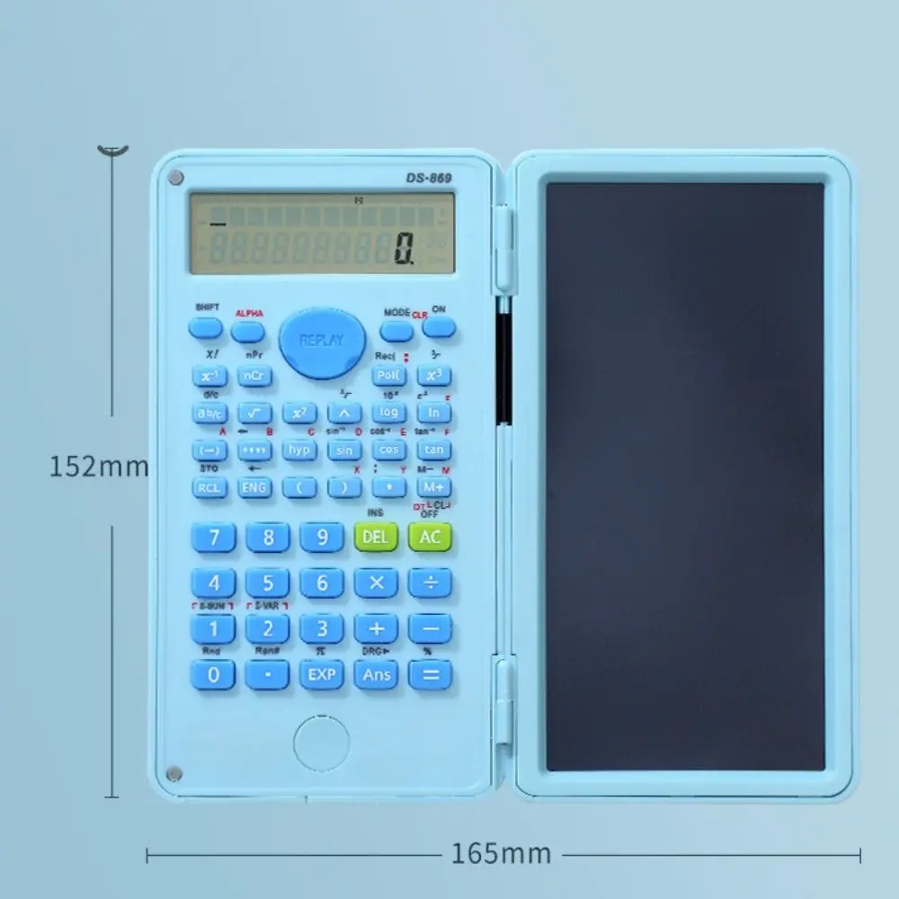 Color: WHITE - 2 IN 1 Scientific Calculator with LCD Notepad 12 Digits Math Calculator Portable Foldable Handwriting Board School Office
