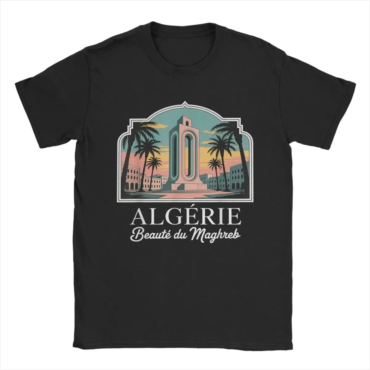 Color: Turquoise, Size: XXL - Men Algeria DZ City Algerian T Shirts Africa Arab Pure Cotton Clothes Hipster Short Sleeve Crewneck Tees Gift Idea T-Shirt