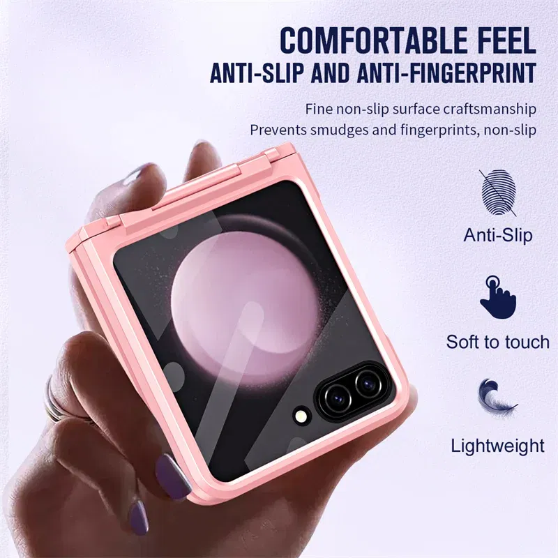 Color: Gold, Material: aluminum - For Samsung Galaxy Z Flip 6 5 Flip5 Case Luxury Matte With Mirror Film Folding Hinge Shockproof Protection Hard Cover accessory