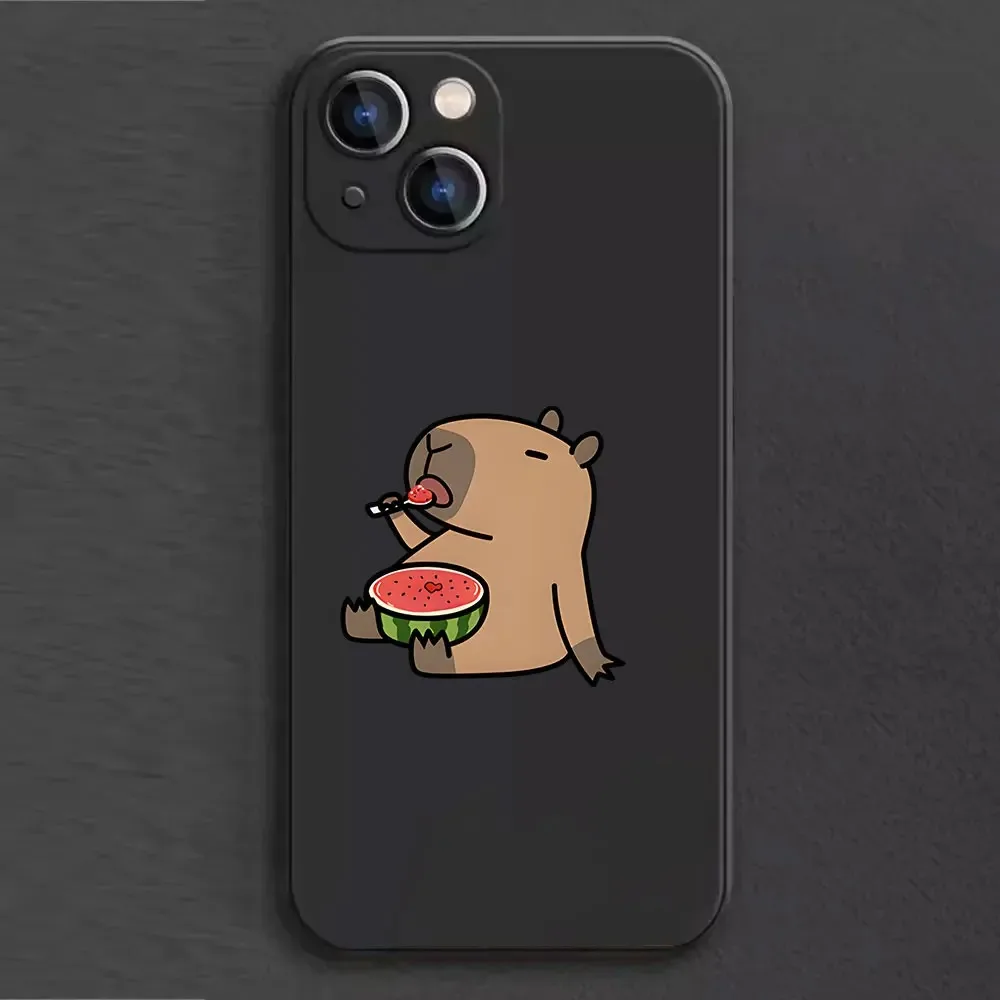 Color: green, Material: Genuine Leather - Cartoon Animal Capybara Phone Case For Samsung Galaxy S10 S20 S21 S22 S23 S24 FE Plus Ultra Note 20 Couple Paired Silicone Cover