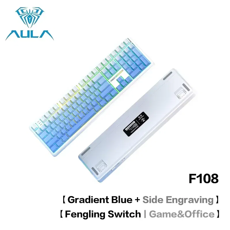 Color: camel - AULA F108 Pro Mechanical Keyboard Three-mode Bluetooth /2.4G/ Wired Customized Full-key Hot-swapable Gasket Structure RGB Light