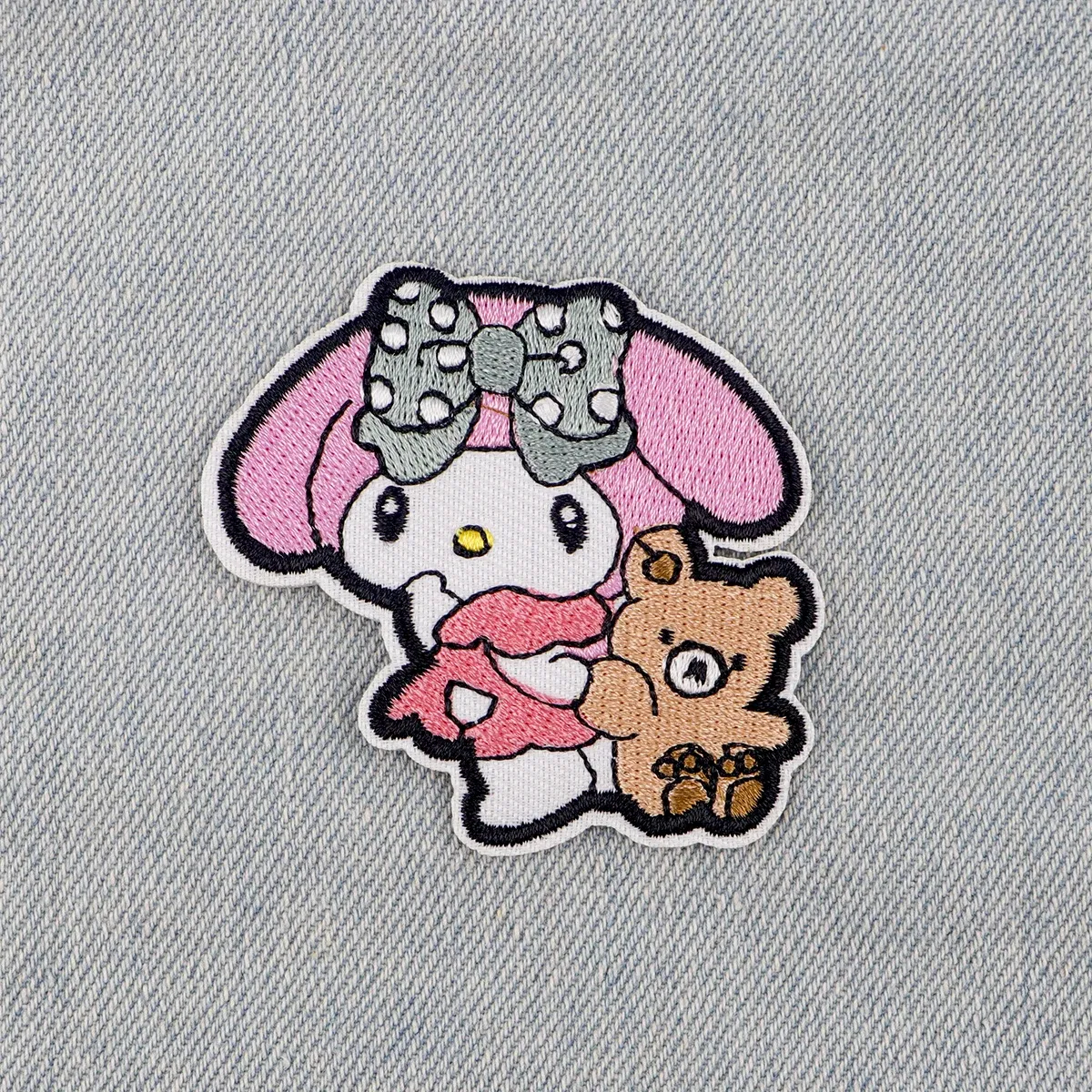 Color: Antique Zinc - Anime White Dog Patches for Clothing Kawaii Embroidered Patches on Clothes Stickers DIY Ironing Appliques Jacket Jeans Stripes