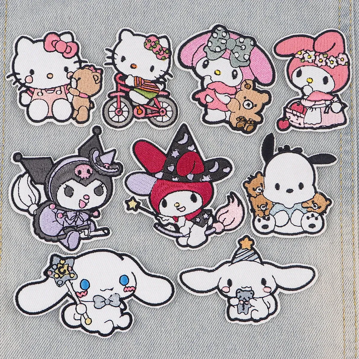 Color: Antique Zinc - Anime White Dog Patches for Clothing Kawaii Embroidered Patches on Clothes Stickers DIY Ironing Appliques Jacket Jeans Stripes