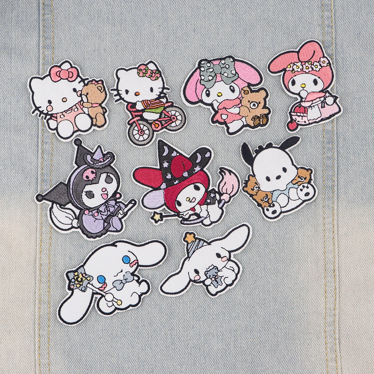 Color: Antique Zinc - Anime White Dog Patches for Clothing Kawaii Embroidered Patches on Clothes Stickers DIY Ironing Appliques Jacket Jeans Stripes