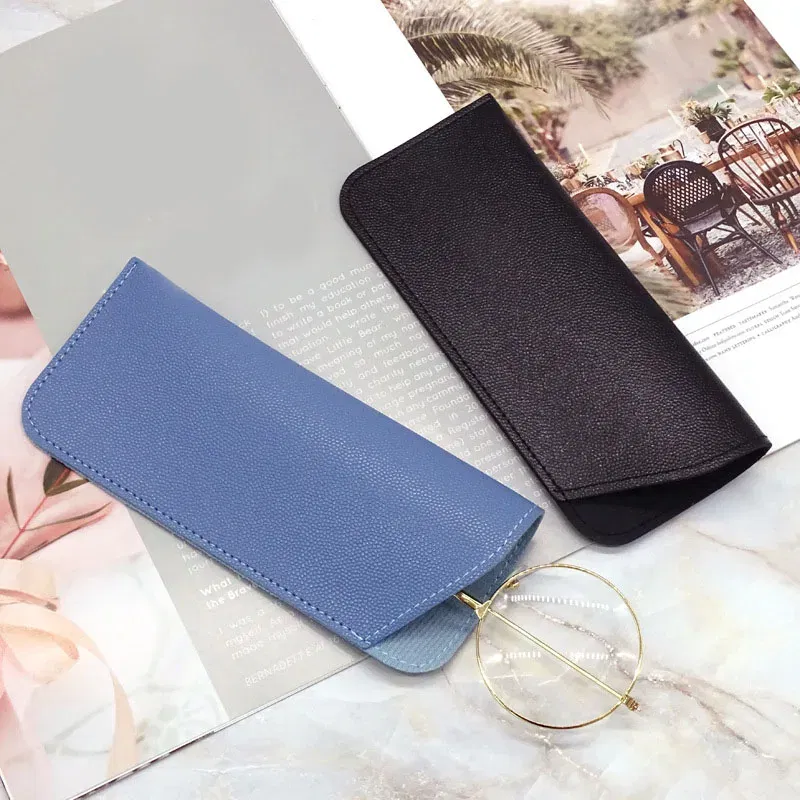 Color: Pink, Ships From: CN - Simple Soft Leather Open Sunglasses Bag for Women Men Waterproof Reading Glasses Case Dust Storage Bag Eyewear Pocket Accessory