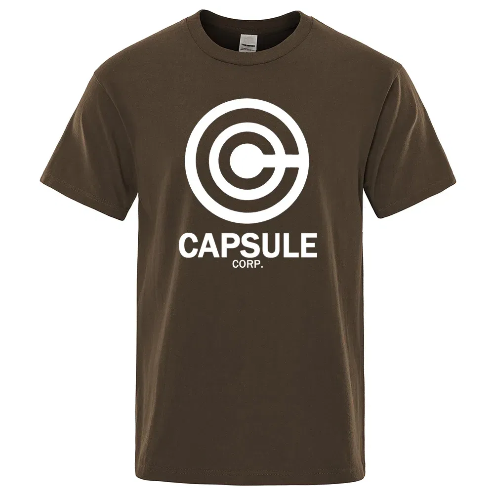 Color: Brown, Size: S - Anime Printed Men T Shirt Casual Summer 100% Cotton Funny Street Clothing Loose Oversized Short Sleeved Breathable Soft T-Shirts