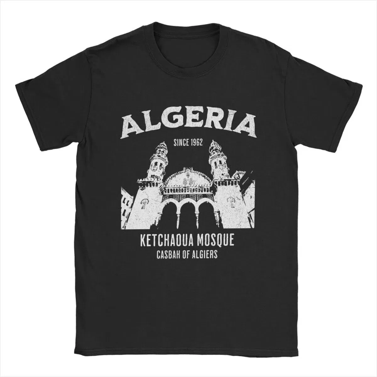 Color: Clear, Size: S - Men Algeria DZ City Algerian T Shirts Africa Arab Pure Cotton Clothes Hipster Short Sleeve Crewneck Tees Gift Idea T-Shirt