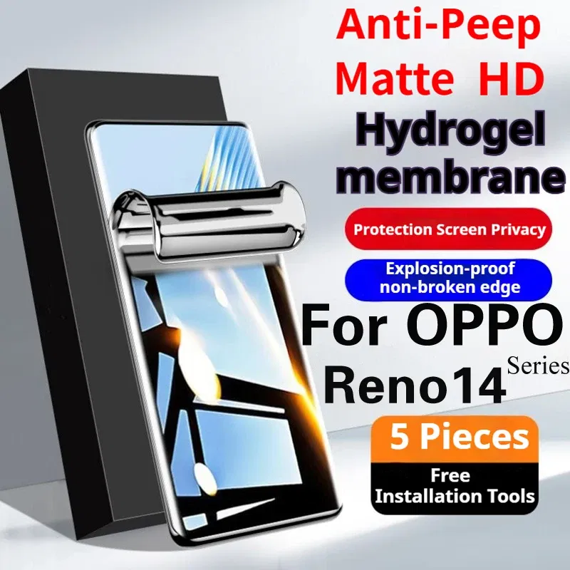 Bundle: 5 Pieces, Material: Liquid Film, Compatibility by Model: Oppo Reno14 - Reno14Pro Matte Hydrogel Film For OPPO Reno 14Pro Privacy Screen Protector Reno14 Full Coverage Soft HD Protective Anti Peeping