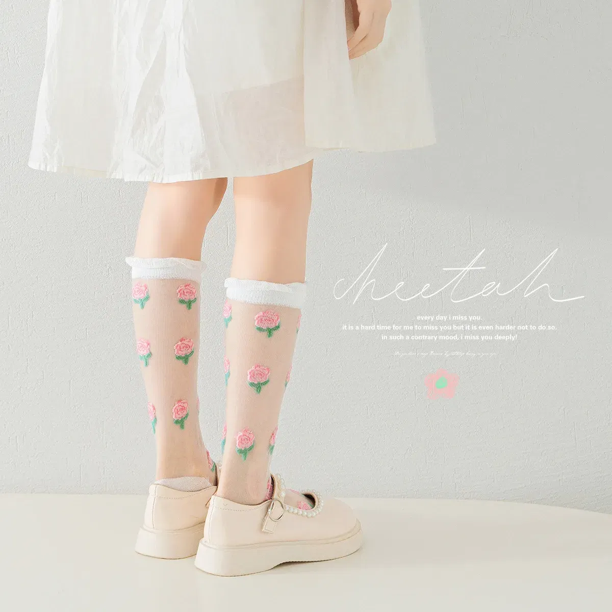 Color: Blue, Size: 4-6T - 3 Pairs Summer Girls Socks Long Tube Socks Baby Soft Cotton Knee Socks Sweet Flower Pattern