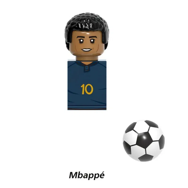 Color: Clear - 1-16PCS Messi Ronaldo Neymar Lewandowski Soccer World Famous Football Players Figurine Mini Action Building Block Toy Kids Gifts