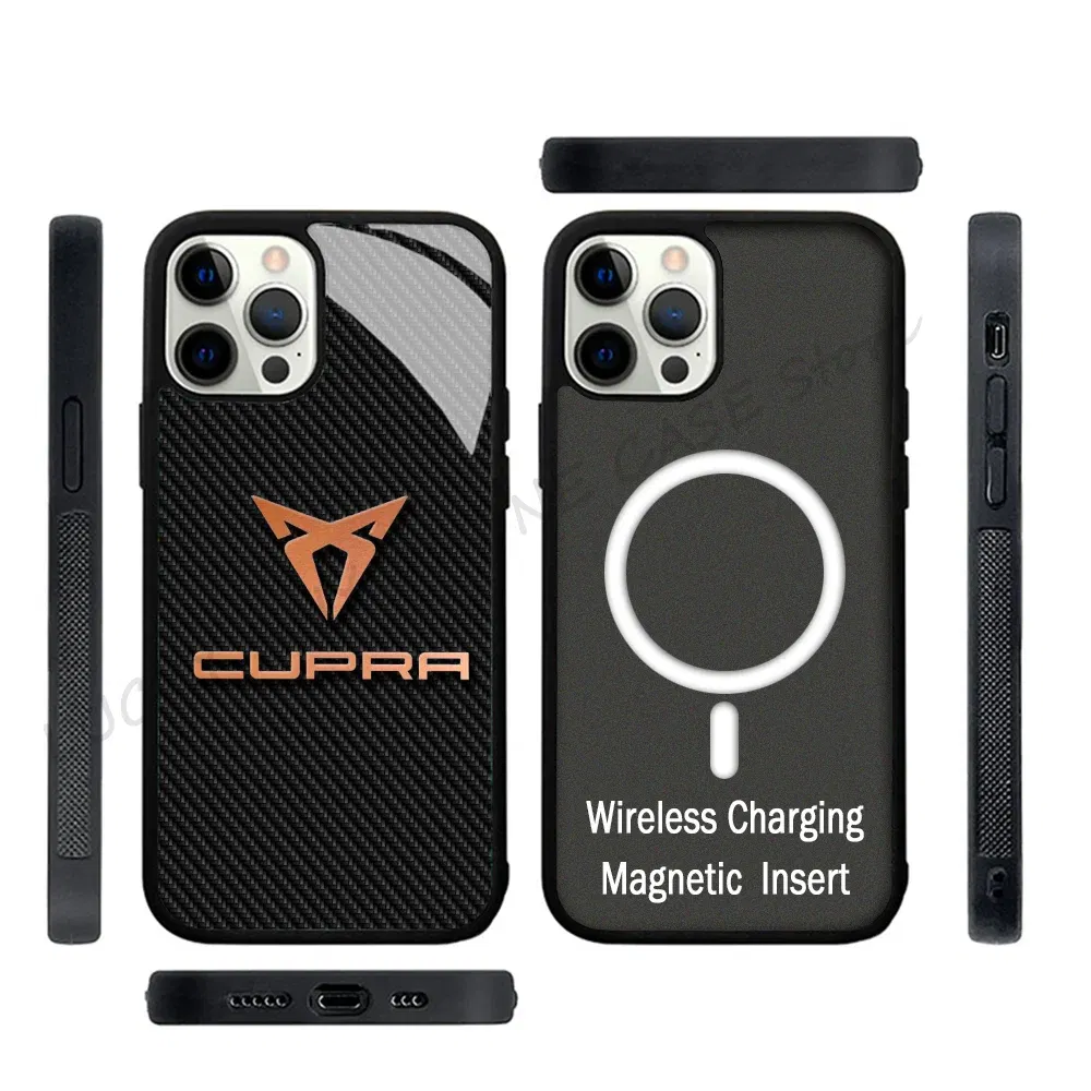 Color: Beige, Material: Denim - Cool Phone Case Phone Case Strong Magnetic Cupra Racing for IPhone 15 14 13 Pro Max 11 12 Mini for Magsafe