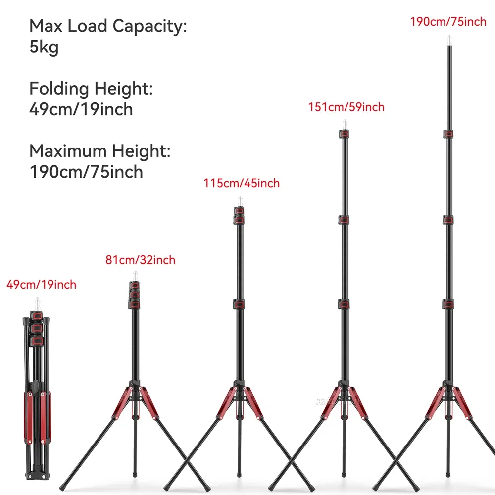 Color: APRICOT, Ships From: CHINA - 1.9M/75Inch Aluminium Light Stand Photography Light Tripod Monopod Light Bracket for LED Video Light Flash Travel 1/4 Screw