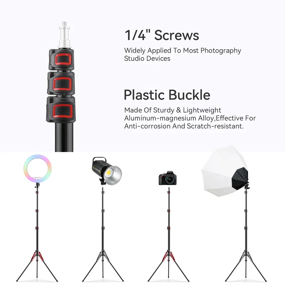 Color: APRICOT, Ships From: CHINA - 1.9M/75Inch Aluminium Light Stand Photography Light Tripod Monopod Light Bracket for LED Video Light Flash Travel 1/4 Screw