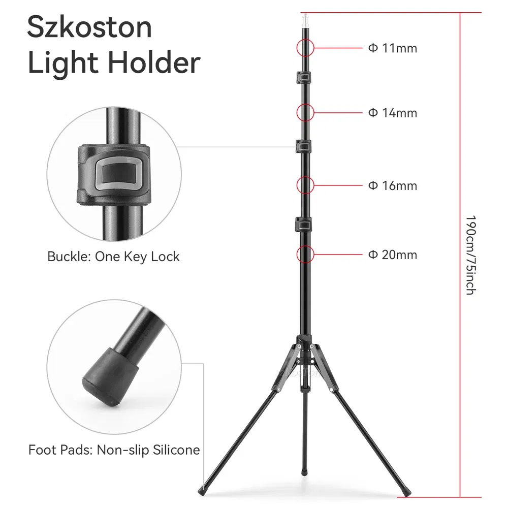 Color: APRICOT, Ships From: CHINA - 1.9M/75Inch Aluminium Light Stand Photography Light Tripod Monopod Light Bracket for LED Video Light Flash Travel 1/4 Screw