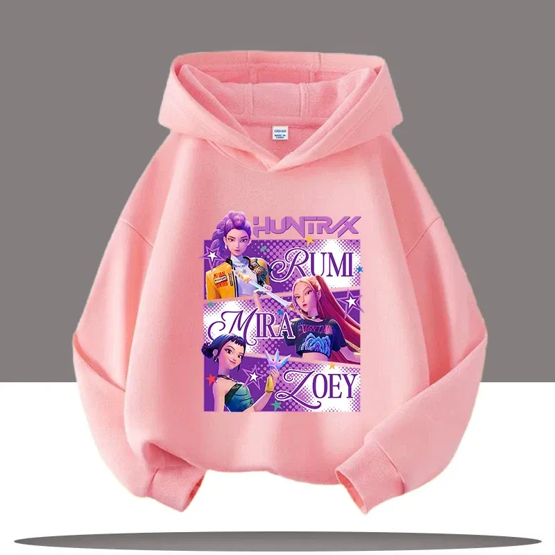 Color: Beige, Kid Size: 8 - Y2K KPop Demon Hunters Hoodies Teenage Girls Boys Rumi KPop Demon Hunters Hoody Autumn Casual Long Sleeve Children's Clothing