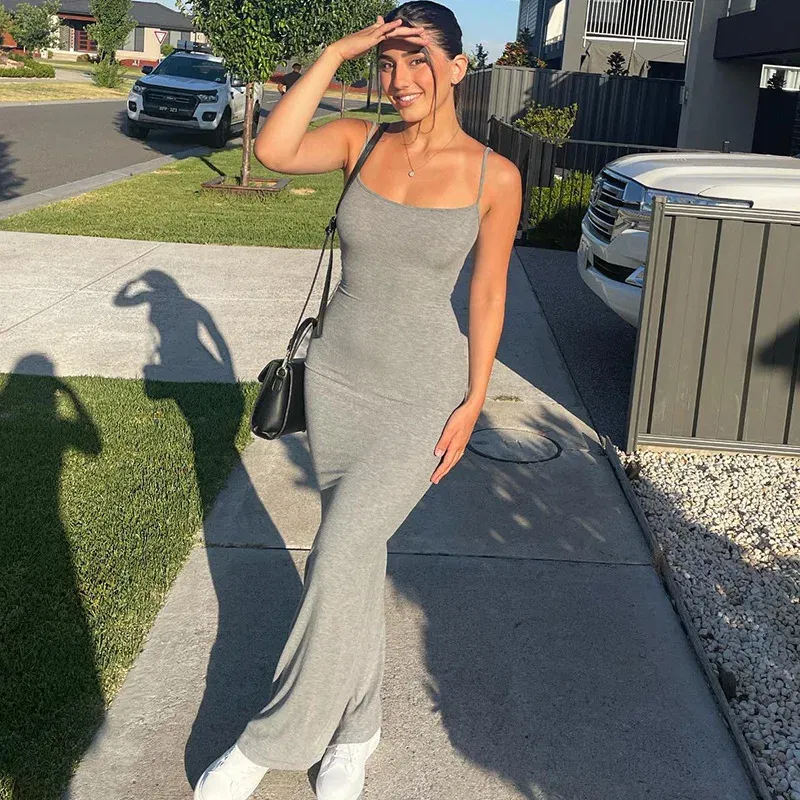 Color: Pink, Size: L - Satin Slip Sleeveless Backless Maxi Dress Women 2023 Y2K Summer Bodycon Elegant Sexy Outfits Ladies Birthday Party Club Sundress