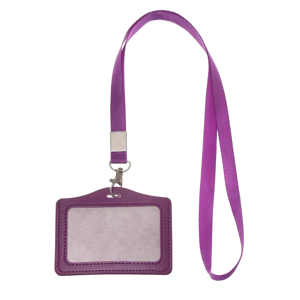 Color: Orange - Unisex Work Card Holders With Lanyard PU Bank Card Name Credit Card Holders Card Bus ID Holders Identity Badge With Neck Strap
