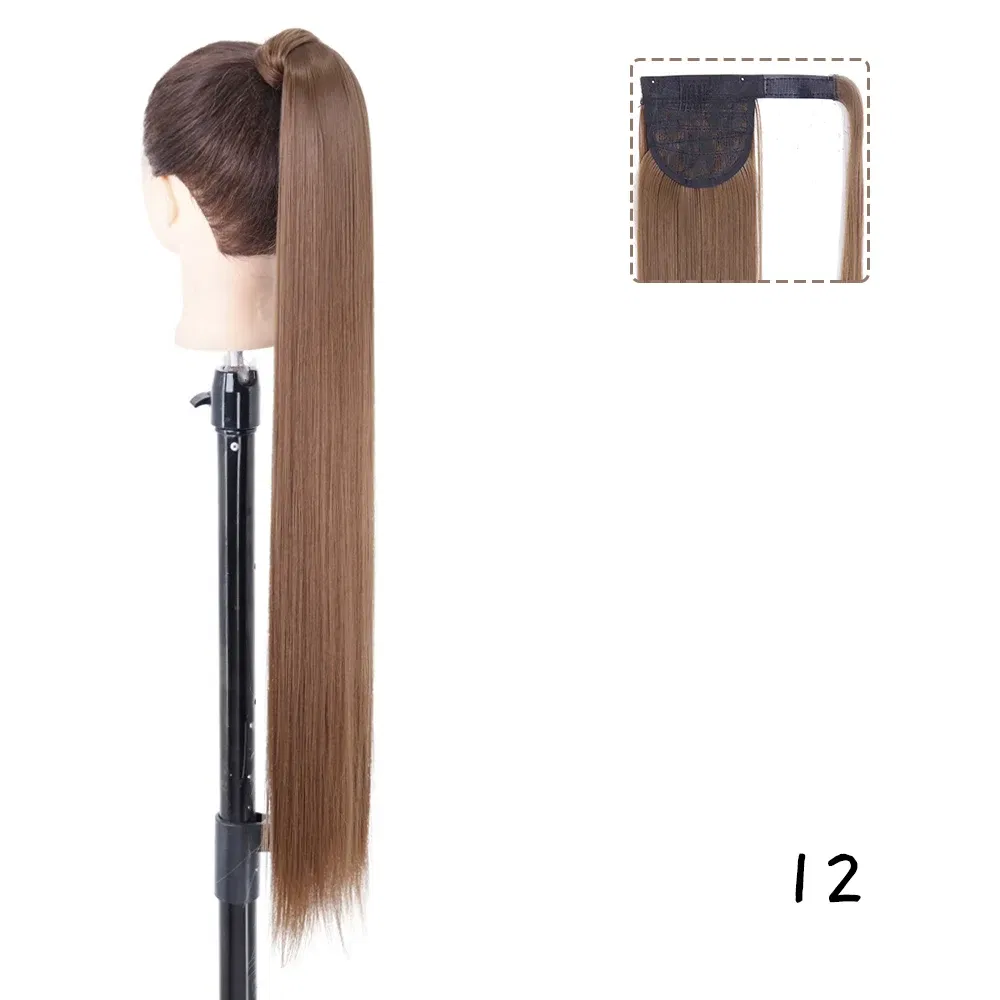 Color: T1B/4/30, Stretched Length: 22inches - AZQUEEN Straight Synthetic Hairpiece With Ponytail 85cm Super Long Wrap Around Clip In Hair Extensions Pony Tail For Daily Wear