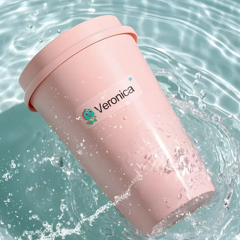 Color: plum, Size: 3cm - Custom Waterproof Transparent Name Stickers - Personalized Multilingual Labels for Kids School Supplies (Hebrew/English/Spanish)