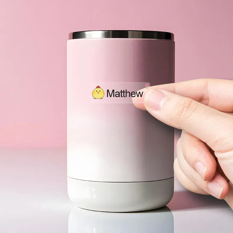 Color: plum, Size: 3cm - Custom Waterproof Transparent Name Stickers - Personalized Multilingual Labels for Kids School Supplies (Hebrew/English/Spanish)