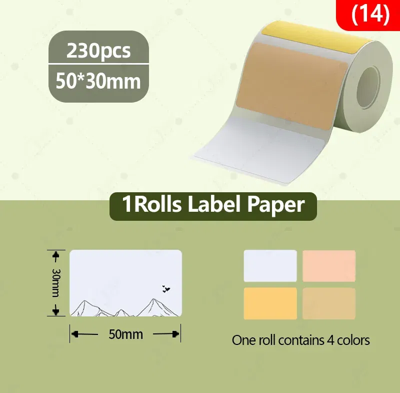 Color: light green - NIIMBOT B21/B203/B3S label machine printing paper color label waterproof, oil resistant, tear resistant label