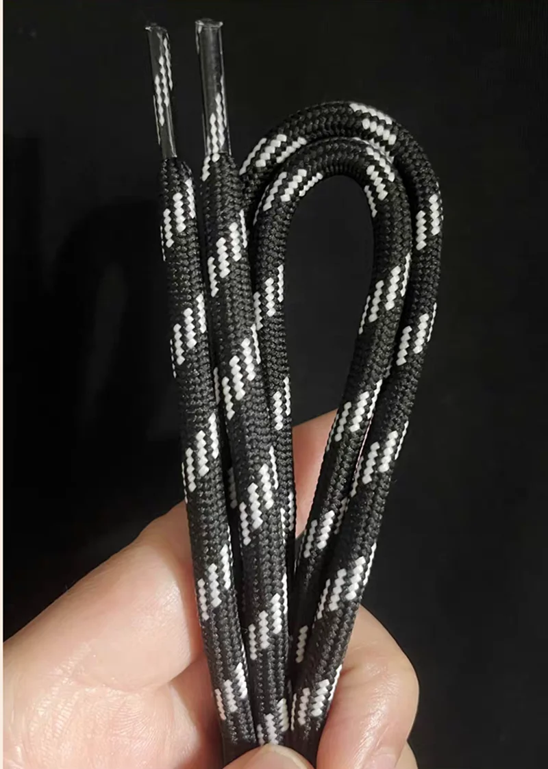 Color: Blue, Length: 120cm - Colorful Diagonal Dots Round Rope Shoelaces Coarse Weave Polyester Shoes Laces For Women Men Sports Casual Sneaker DE Tran Shoes