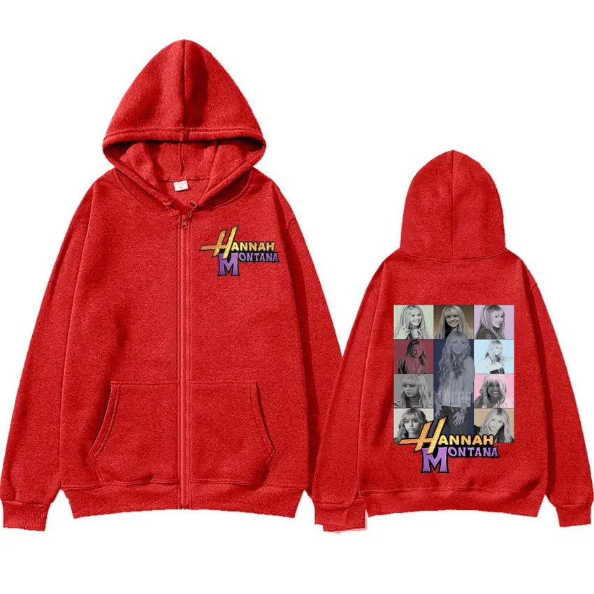Color: GRAY, Size: XXL - New Hannah Montana Logo Zipper Hoodie Miley Cyrus The Eras Tour Men Women Jacket Sweatshirt Fashion Aesthetic Trend Zip Up Hoody