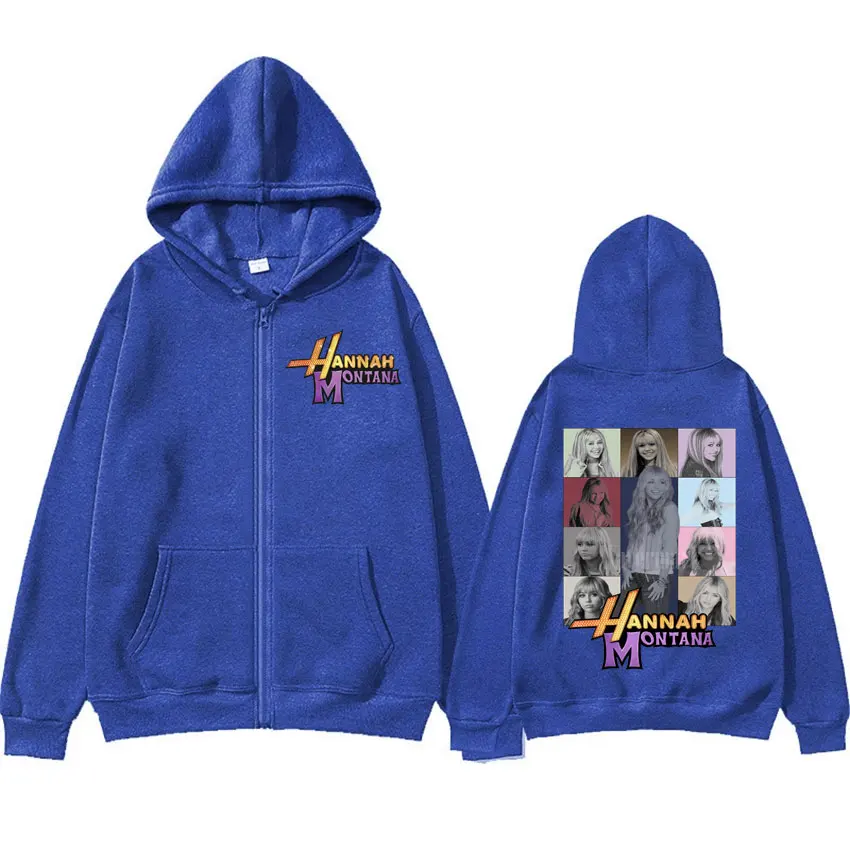 Color: GRAY, Size: XXL - New Hannah Montana Logo Zipper Hoodie Miley Cyrus The Eras Tour Men Women Jacket Sweatshirt Fashion Aesthetic Trend Zip Up Hoody
