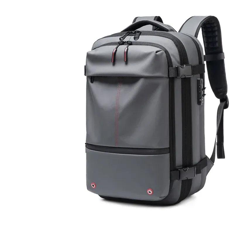 Color: GRAY - Travel Men 17 inch Laptop Backpack vacuum compression Backpack Business Large Capacity school Backpack expand outdoor backpack
