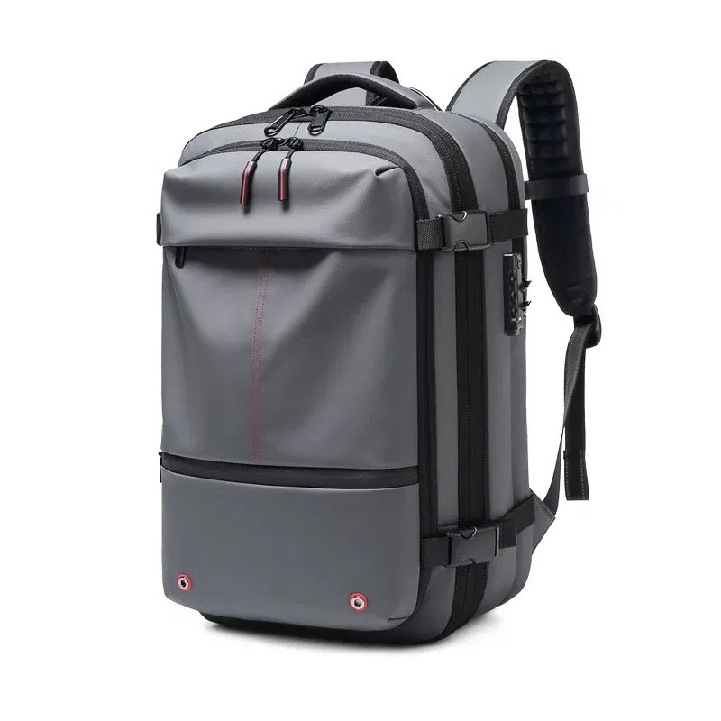 Color: GRAY - Travel Men 17 inch Laptop Backpack vacuum compression Backpack Business Large Capacity school Backpack expand outdoor backpack