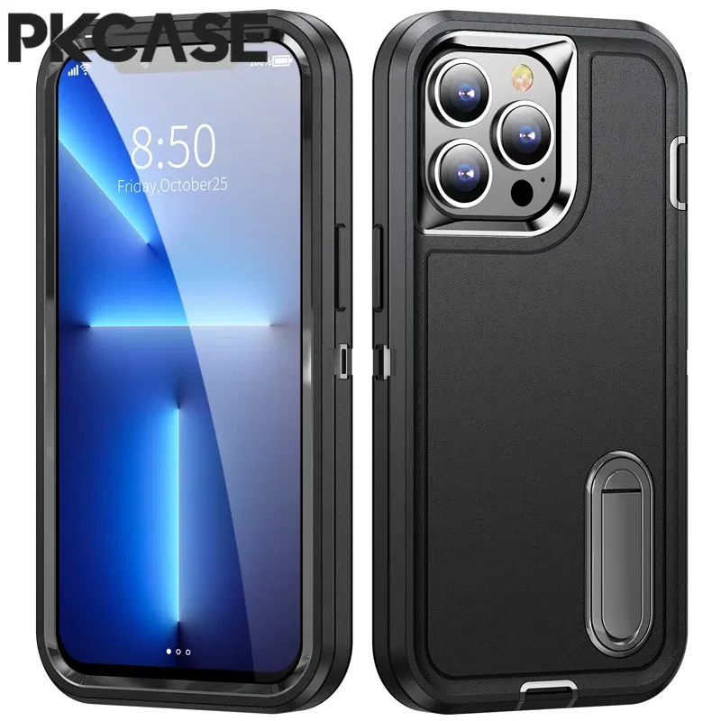 Color: Beige, Material: EVA - PKCASE Shockproof Case For iPhone 13 Mini 12 11 Pro Max 6 7 8 Plus Bracket Protective Cover For iPhone X XS XR SE 2020 2022