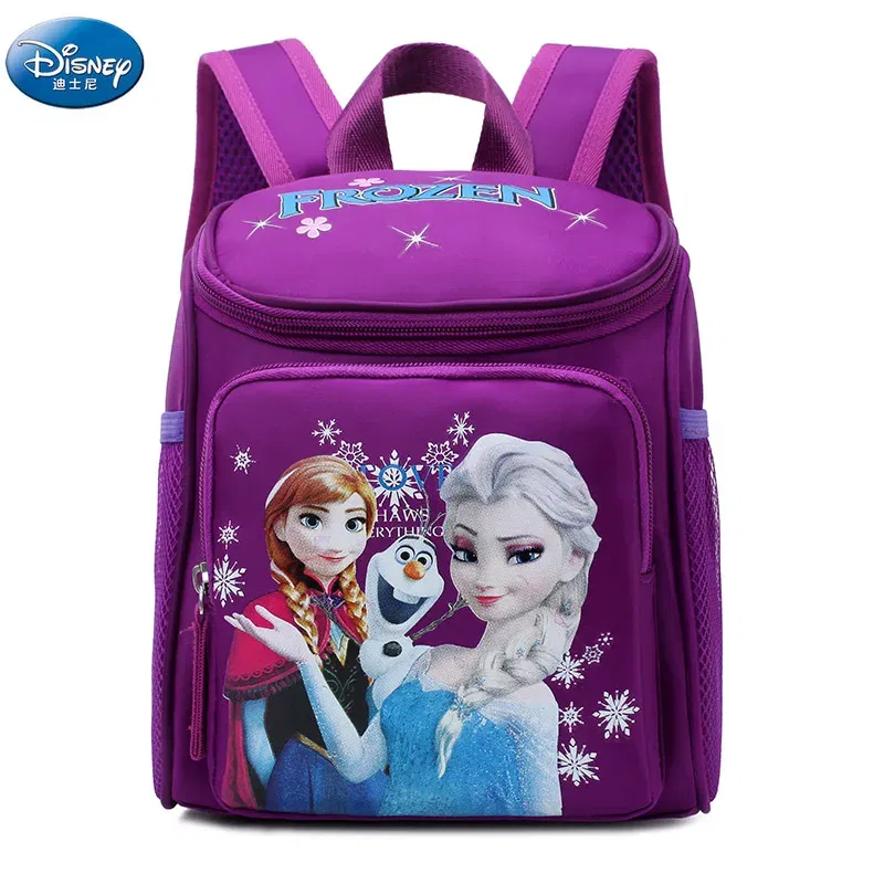 Color: Blue - Disney New girls frozen elsa anna princess Plush Backpacks kids School Bag Breathable kindergarten backpack