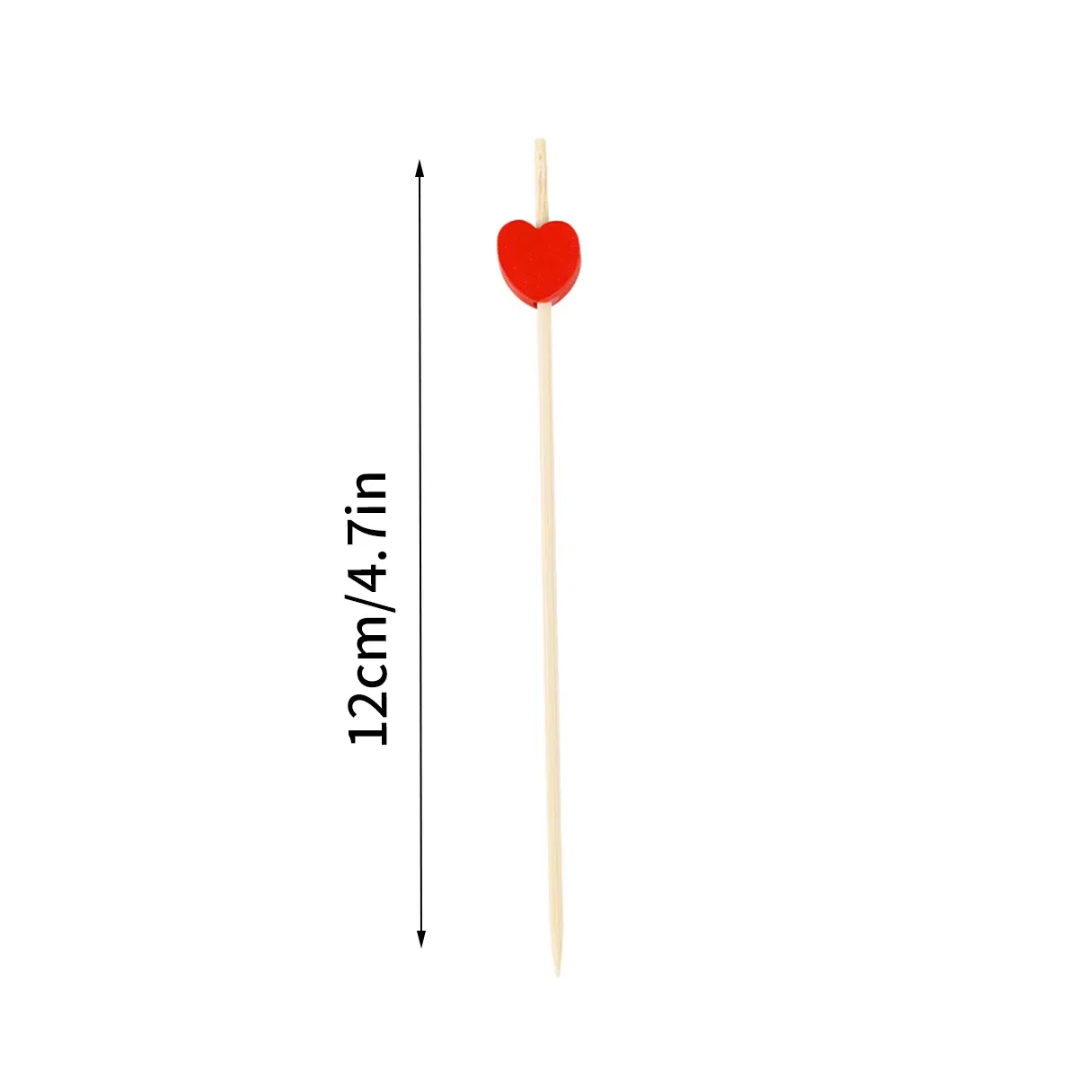 Color: Red - 100 Pack Of 12cm Love Fruit Skewers Disposable Platters Sushi Burgers Cocktails Snacks Bamboo Skewers