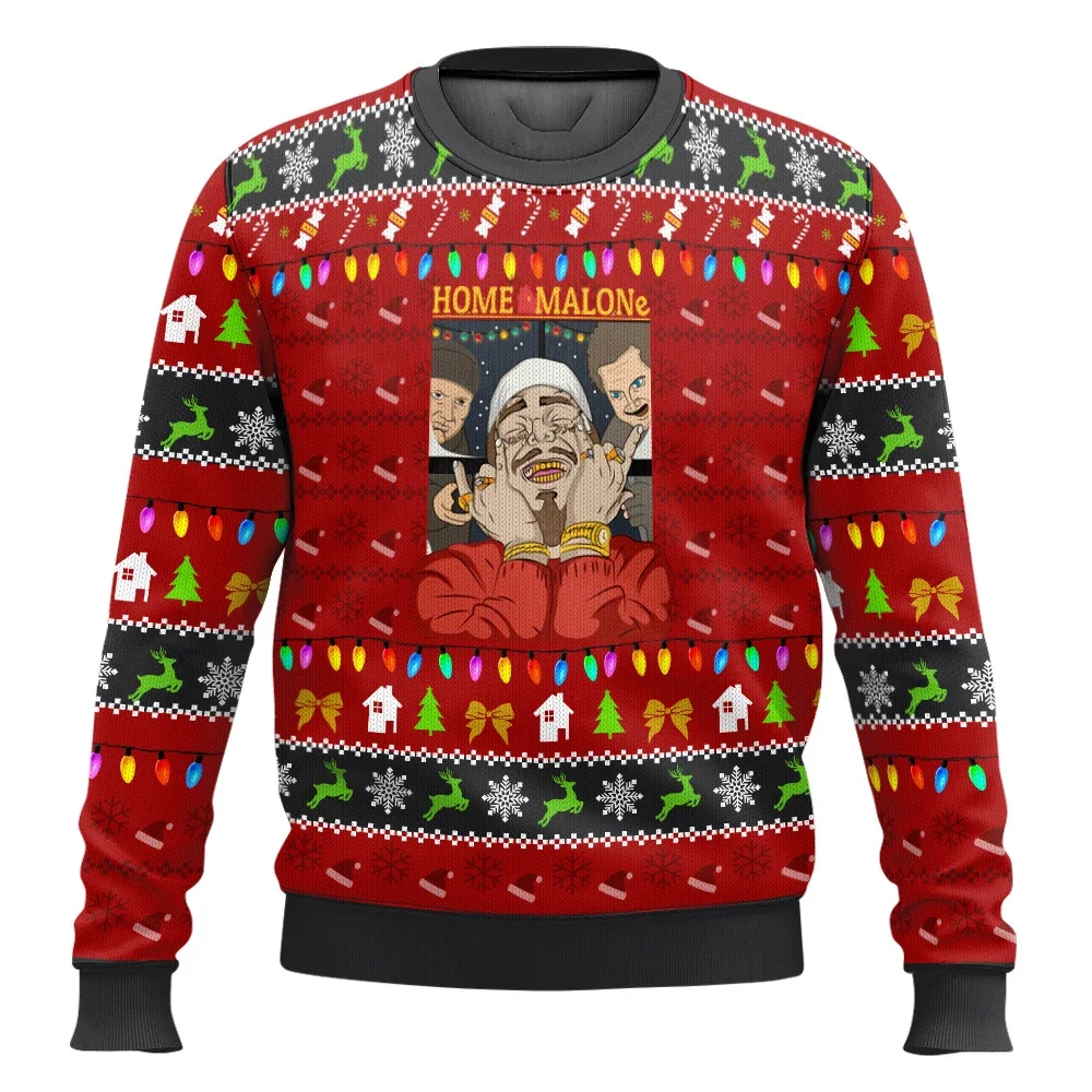 Color: Lavender, Size: XXXL, Ships From: CHINA - Merry Christmas alone at home Ugly Christmas sweater cartoon animation Men's pullover 2026 fashionable couple shirts Sweatshirt