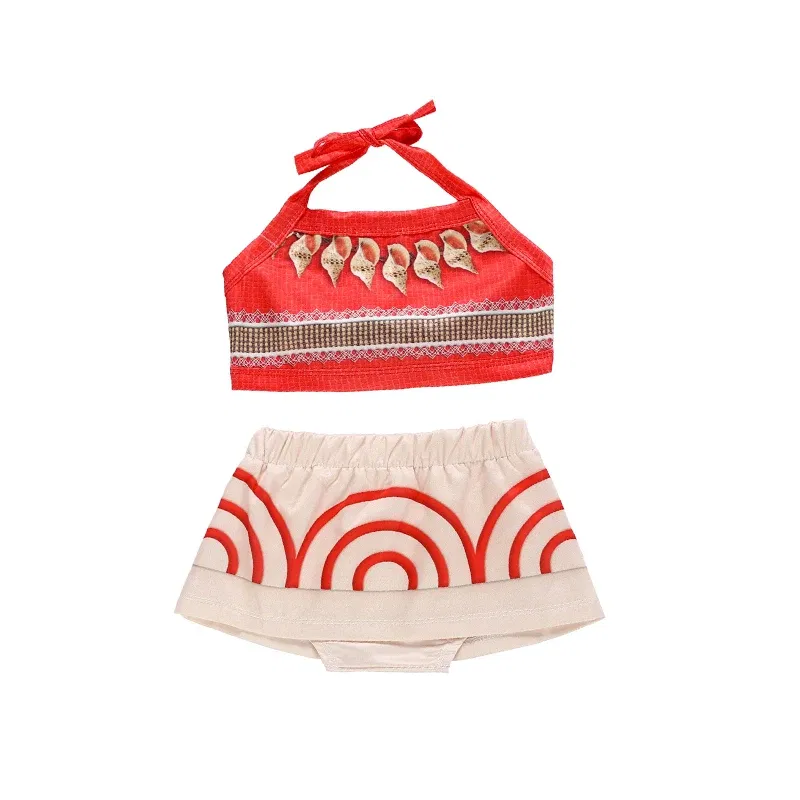 Color: green, Kid Size: 4T - Disney New Moana Dress Costumes Kids Girl Cosplay Toddler Movie Ocean Adventure Infant Frock Halloween Party With Chick Clothes