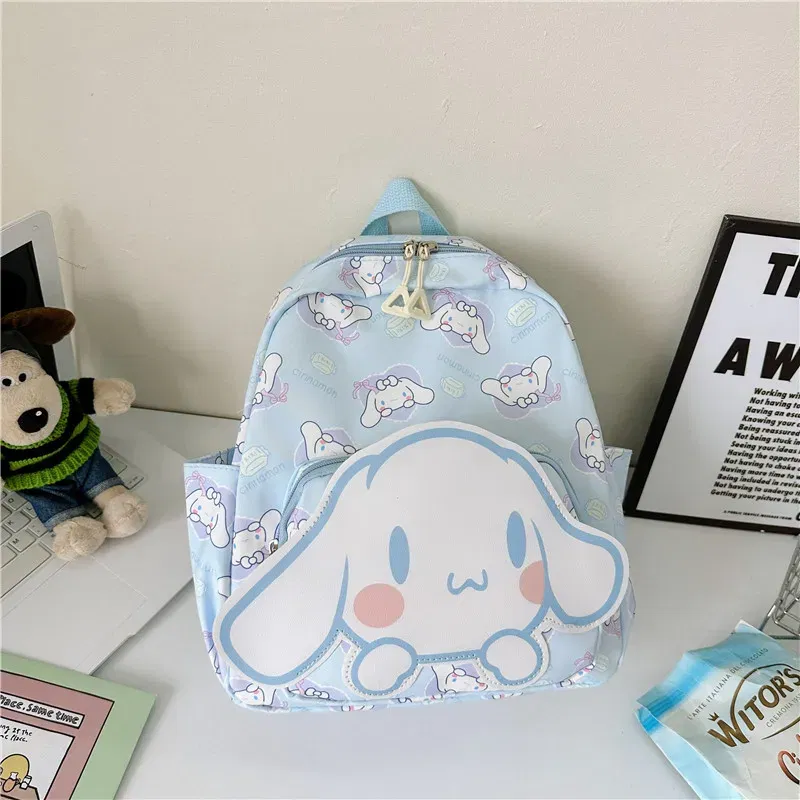 Color: Blue, Size: 12 inches - Sanrioed Anime Hello Kitty Cinnamoroll My Melody Kuromi Cute Kid Backpack Kawaii Cartoon Leather Mini School Bag Holiday Gift