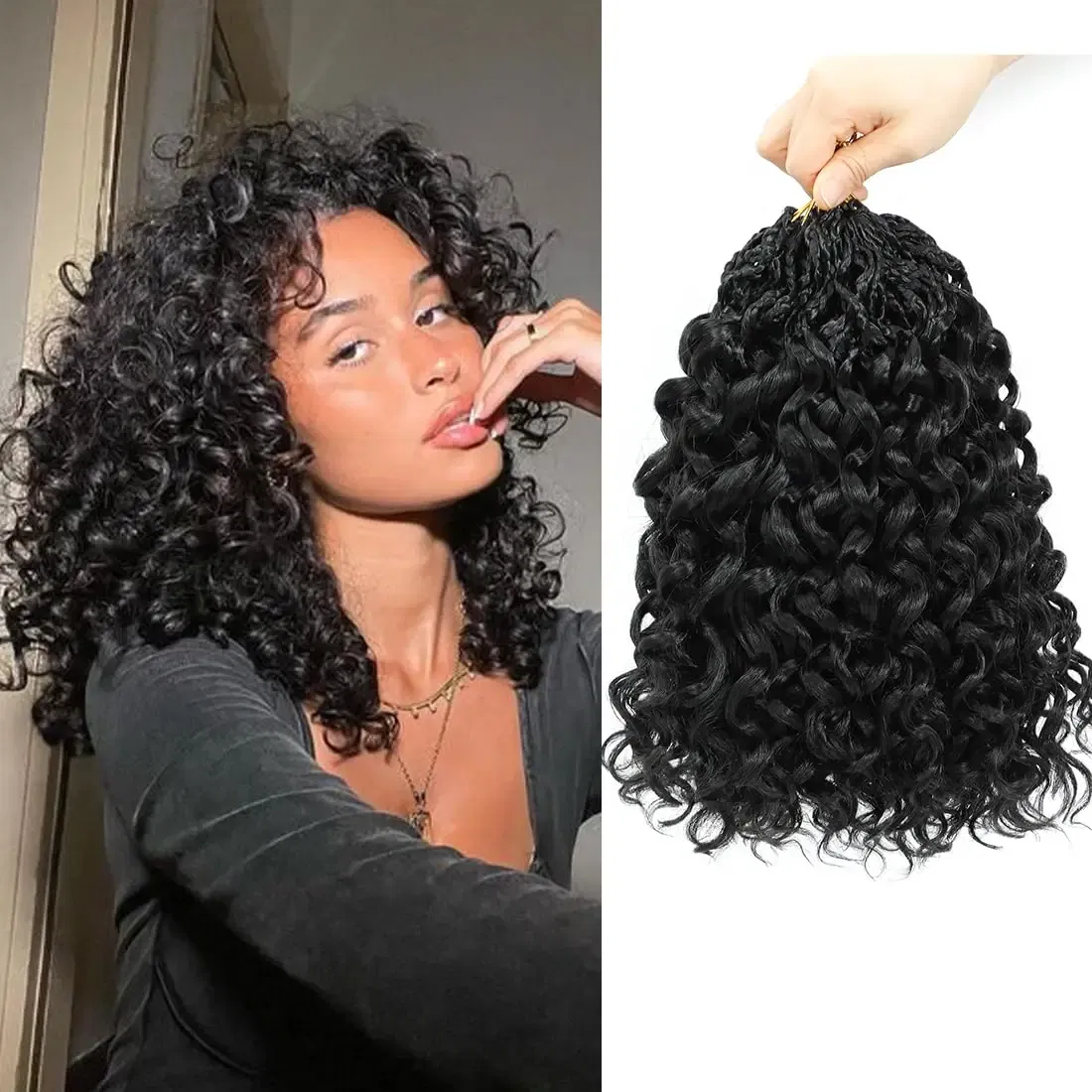 Color: #1B, Stretched Length: 10inches, Bulk Buy: 3Pcs/Lot - Box Gogo Curl Crochet Hair for Black Women Pre looped Short Ocean Wave Crochet Hair Water Wave Beach Curl Crochet Braiding Hair