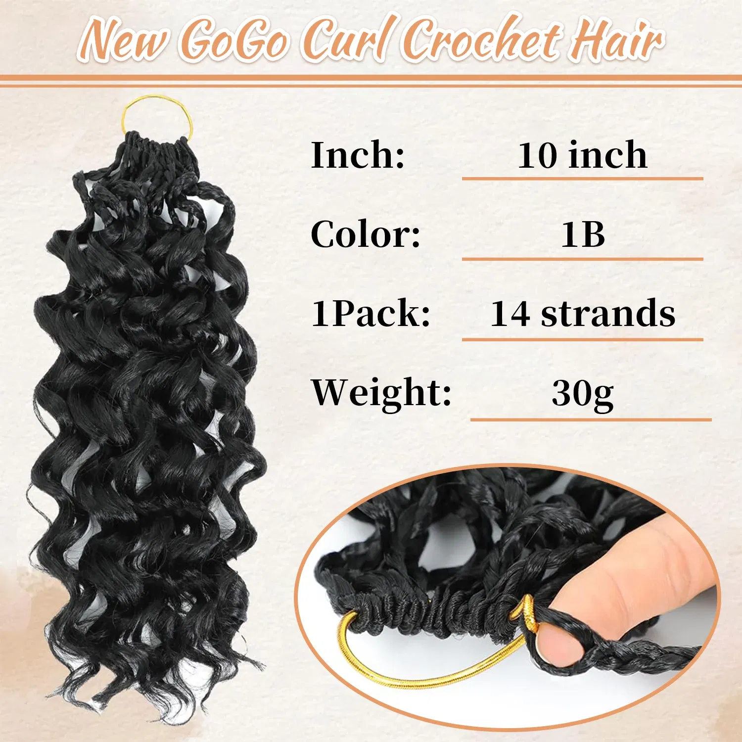 Color: #1B, Stretched Length: 10inches, Bulk Buy: 3Pcs/Lot - Box Gogo Curl Crochet Hair for Black Women Pre looped Short Ocean Wave Crochet Hair Water Wave Beach Curl Crochet Braiding Hair