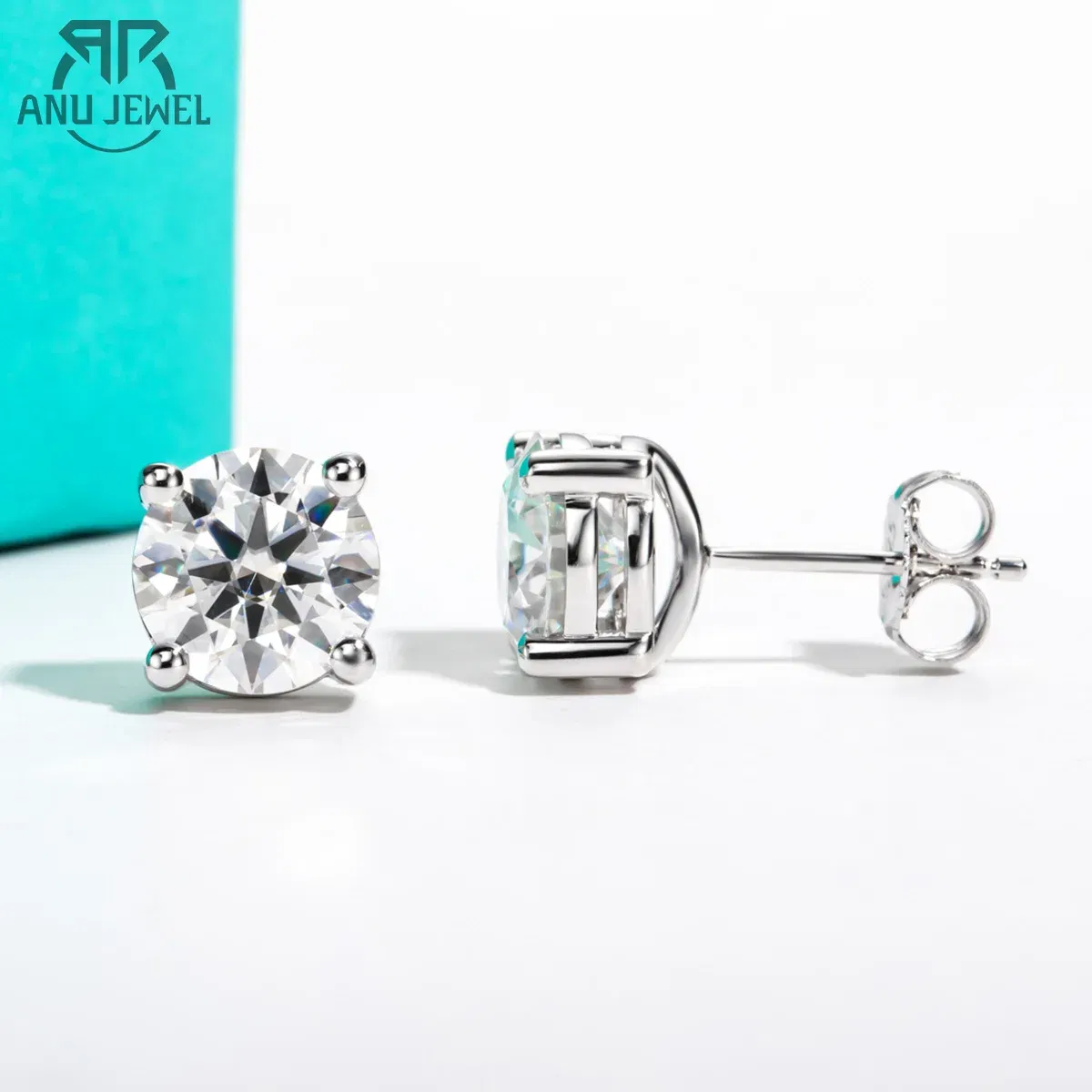 Gem Color: Green, Ships From: CHINA - AnuJewel 10k Gold 4/3/2/1.6/1/0.6ct Moissanite Stud Earrings For Women Real 10K Gold Post Anti-allergy Men Earrings Jewelry