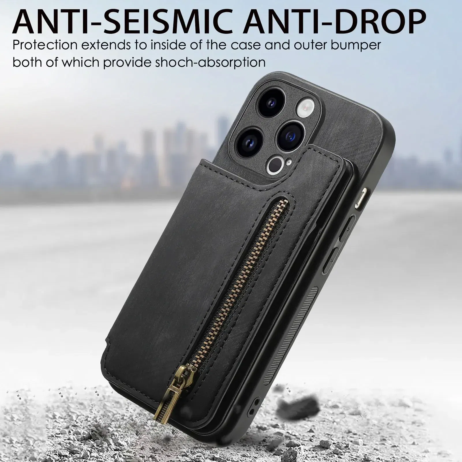 Color: Blue, Material: PP - Leather Zipper Wallet with Card Holder Phone Case for IPhone 15 14 11 Pro Max 13 12 Mini X XR XS Max 8 7 Plus Shockproof Cover