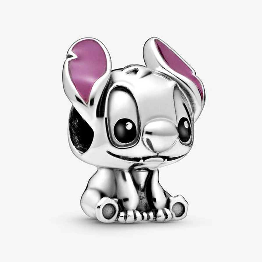 Gem Color: WHITE - S925 Silver Jewelry Stitch and Angel Charms Disney Series Bead 1:1 Model with Logo Fit Pandora Bracelet Women Diy Making Jewelry
